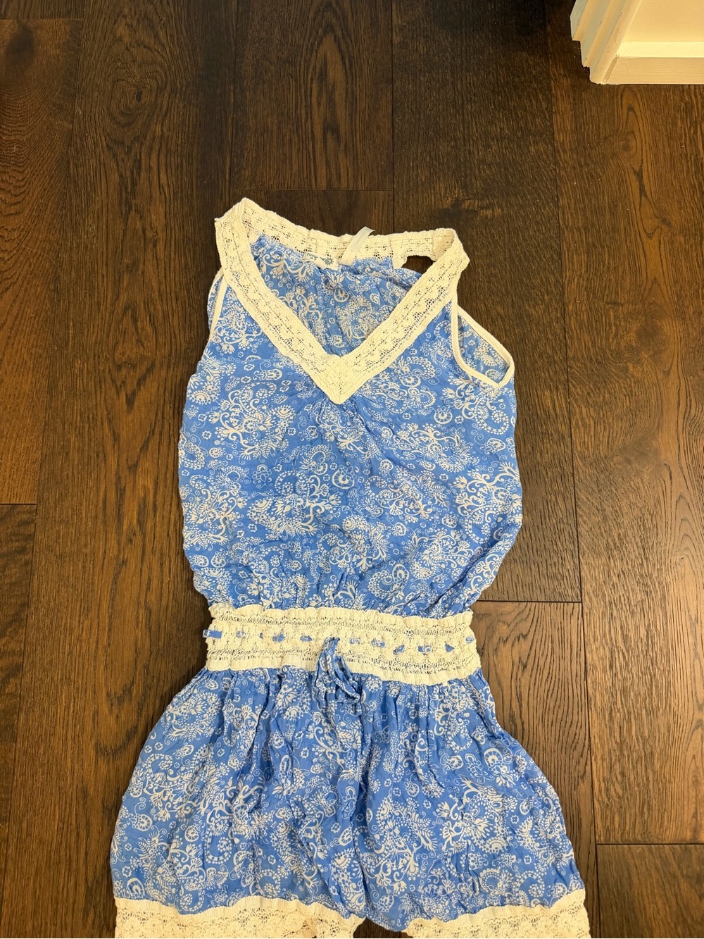 Poupette St. Barth Blue and White Paisley Swim Coverup Romper
